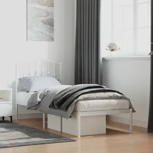 vidaXL Cadre de lit métal avec tête de lit blanc 75x190 cm pas cher