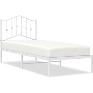 vidaXL Cadre de lit métal avec tête de lit blanc 90x190 cm pas cher