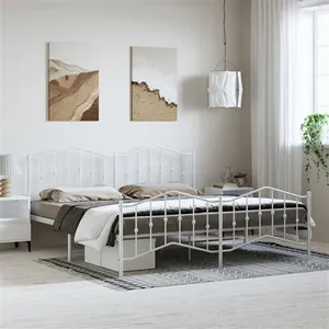 vidaXL Cadre de lit métal avec tête de lit/pied de lit blanc 193x203cm pas cher