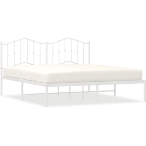 vidaXL Cadre de lit métal avec tête de lit blanc 183x213 cm pas cher