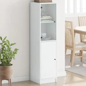vidaXL Buffet avec porte en verre blanc 35x37x142 cm pas cher