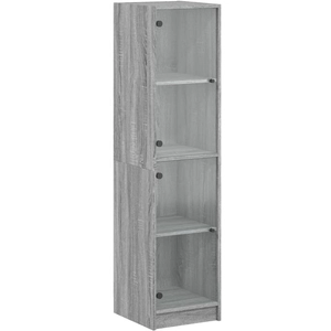 vidaXL Buffet avec portes en verre sonoma gris 35x37x142 cm