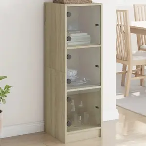 vidaXL Buffet avec portes en verre chêne sonoma 35x37x109 cm
