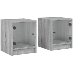 Comparateur de prix : vidaXL Tables de chevet et portes vitrées 2pcs sonoma gris 35x37x42cm