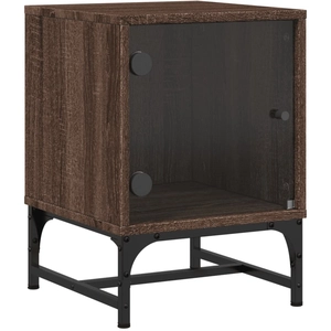 vidaXL Tables de chevet et portes vitrées 2pcs chêne marron 35x37x50cm pas cher