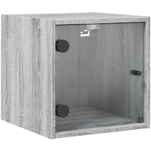 vidaXL Table de chevet avec porte en verre sonoma gris 35x37x35 cm pas cher