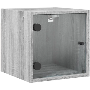 vidaXL Tables de chevet et portes vitrées 2pcs sonoma gris 35x37x35cm pas cher