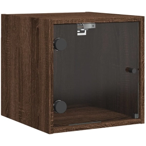 vidaXL Tables de chevet et portes vitrées 2pcs chêne marron 35x37x35cm pas cher