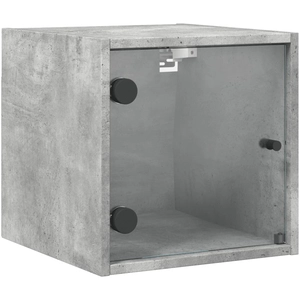 vidaXL Tables de chevet et portes vitrées 2 pcs gris béton 35x37x35 cm pas cher