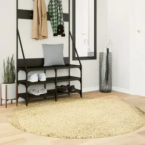 Tapis shaggy pamplona poils longs moderne doré ø 160 cm Vidaxl pas cher
