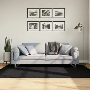 vidaXL Tapis shaggy PAMPLONA poils longs moderne noir 140x200 cm pas cher