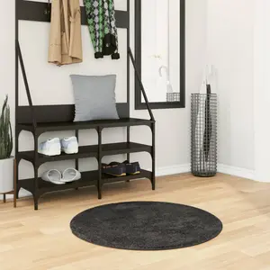 vidaXL Tapis shaggy PAMPLONA poils longs moderne anthracite Ø 80 cmVendu parvidaxl-be