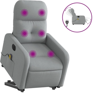 vidaXL Fauteuil de massage inclinable Gris clair Tissu pas cher