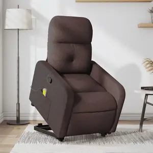vidaXL Fauteuil inclinable de massage Marron foncé Tissu pas cher