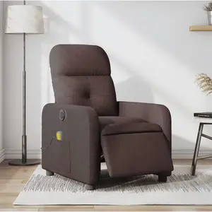 vidaXL Fauteuil de massage inclinable électrique Marron foncé Tissu pas cher