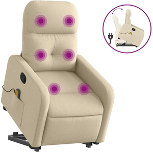 vidaXL Fauteuil inclinable de massage Crème Tissu pas cher
