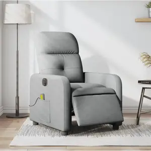 vidaXL Fauteuil de massage inclinable électrique gris clair tissu pas cher