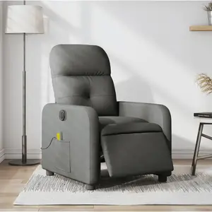 vidaXL Fauteuil inclinable de massage électrique gris foncé tissu pas cher
