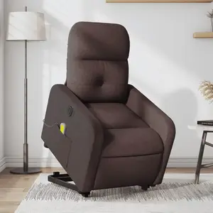 vidaXL Fauteuil inclinable de massage électrique Marron foncé Tissu pas cher