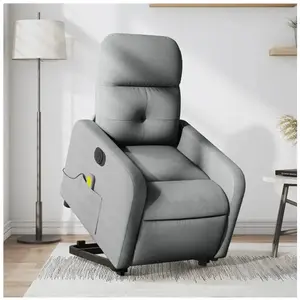 vidaXL Fauteuil inclinable de massage électrique Gris clair Tissu pas cher