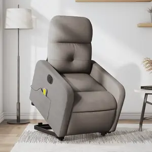 vidaXL Fauteuil inclinable de massage électrique Taupe Tissu pas cher
