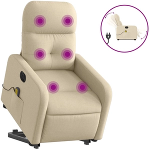 vidaXL Fauteuil inclinable de massage électrique Crème Tissu pas cher