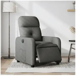 vidaXL Fauteuil inclinable électrique Gris foncé Tissu pas cher