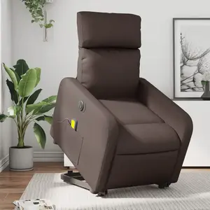 vidaXL Fauteuil inclinable de massage électrique marron similicuir pas cher