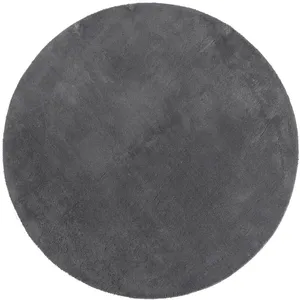 vidaXL Tapis HUARTE à poils courts doux et lavable anthracite Ø 120 cm pas cher