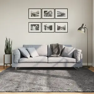 vidaXL Tapis HUARTE à poils courts doux lavable anthracite 200x200 cm pas cher