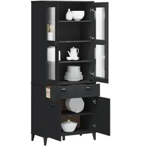 vidaXL Buffet VIKEN noir 80x40x190 cm bois massif de pin pas cher
