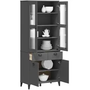 vidaXL Buffet VIKEN gris anthracite 80x40x190 cm bois massif de pin pas cher