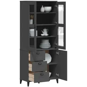 vidaXL Buffet VIKEN gris anthracite 80x40x190 cm bois massif de pin pas cher