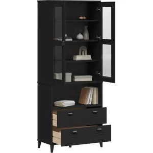 vidaXL Buffet VIKEN noir 80x40x200 cm bois massif de pin pas cher