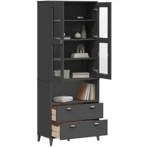 vidaXL Buffet VIKEN gris anthracite 80x40x200 cm bois massif de pin pas cher