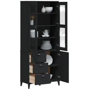 Comparateur de prix : vidaXL Buffet VIKEN noir 80x40x190 cm bois massif de pin