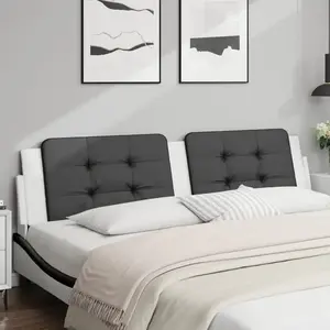 vidaXL Coussin de tête de lit noir et blanc 200 cm similicuir pas cher