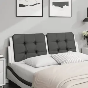 vidaXL Coussin de tête de lit noir et blanc 140 cm similicuir pas cher