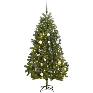 Comparateur de prix : vidaXL Sapin de Noël artificiel articulé 300 LED et boules 270 cm