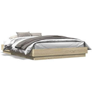 Cadre de lit chêne sonoma 140x200 cm bois d'ingénierie Vidaxl Brun pas cher