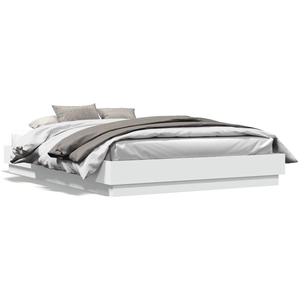 Cadre de lit blanc 150x200 cm bois d'ingénierie Vidaxl White pas cher