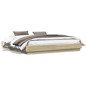 vidaXL Cadre de lit chêne sonoma 200x200 cm bois d'ingénierie pas cher