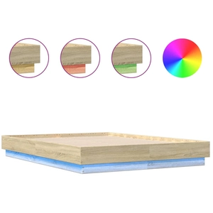 vidaXL Cadre de lit avec lumières LED chêne sonoma 120x200 cm pas cher