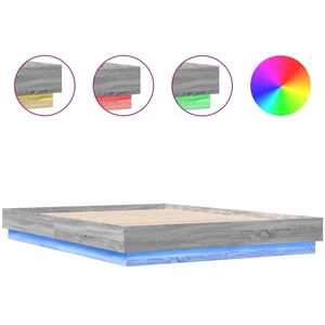 vidaXL Cadre de lit avec lumières LED sonoma gris 150x200 cm pas cher