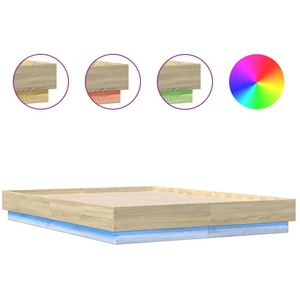 Comparateur de prix : vidaXL Cadre de lit avec lumières LED chêne sonoma 120x190 cm