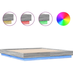 vidaXL Cadre de lit avec lumières LED sonoma gris 200x200 cm pas cher