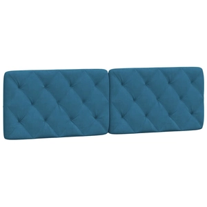 vidaXL Coussin de tête de lit bleu 160 cm velours pas cher