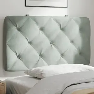 vidaXL Coussin de tête de lit gris clair 90 cm velours pas cher