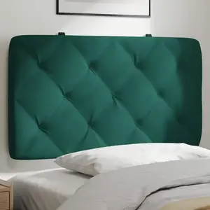 vidaXL Coussin de tête de lit vert foncé 90 cm velours pas cher