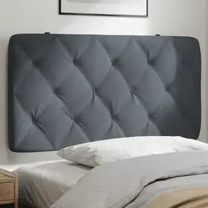 vidaXL Coussin de tête de lit gris foncé 100 cm velours pas cher